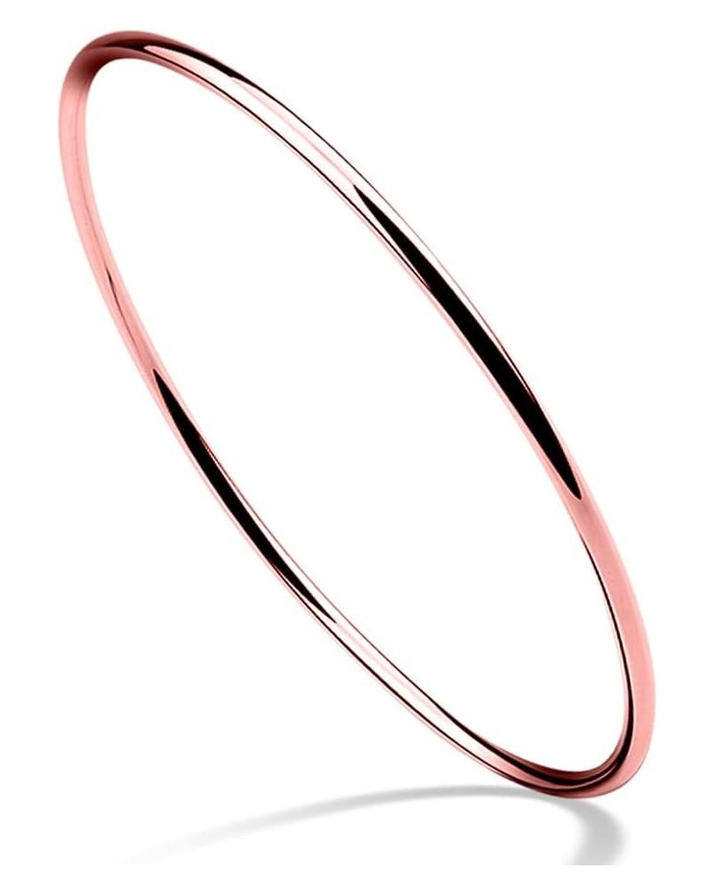 3 Colors 925 Sterling Silver Classical 2MM Simple Plain Polished Round Circle Bangle Bracelet 7.5" 8" 8.5" for Women Girls Ro...