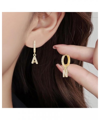 Small Hoop Initial Earrings Gold Plated Cubic Zirconia Huggie for Women Girls Dainty Hypoallergenic Dangle Drop Hoops Jewelry...