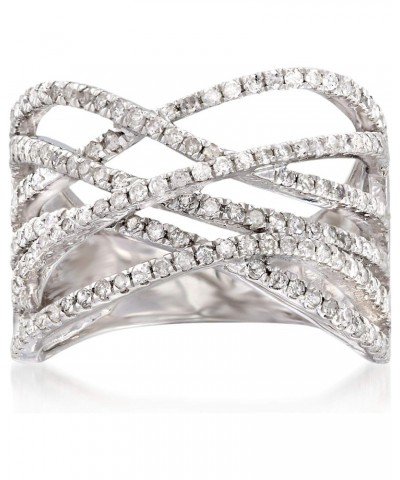 1.00 ct. t.w. Multi-Row Diamond Crisscross Ring in Sterling Silver $141.40 Rings