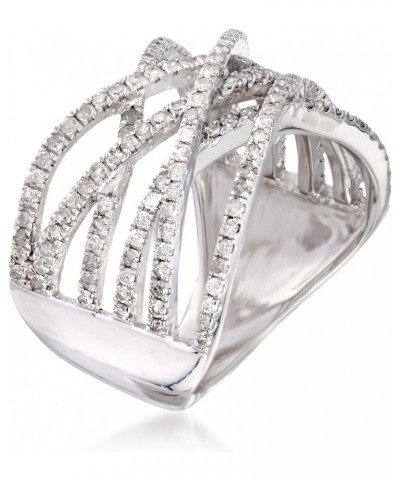 1.00 ct. t.w. Multi-Row Diamond Crisscross Ring in Sterling Silver $141.40 Rings