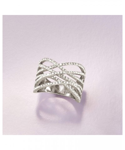 1.00 ct. t.w. Multi-Row Diamond Crisscross Ring in Sterling Silver $141.40 Rings