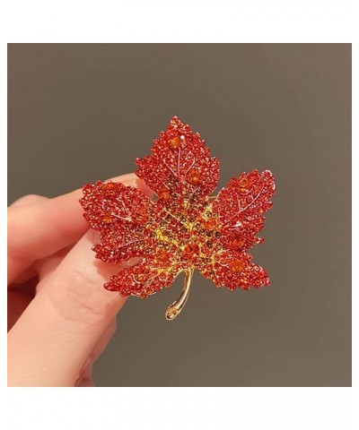 Maple Leaf Brooches and Pins for Women Fashion Crystal Leaf Brooch Orange Brooch Fall Pins for Christmas Jewelry Gifts Leaf $...