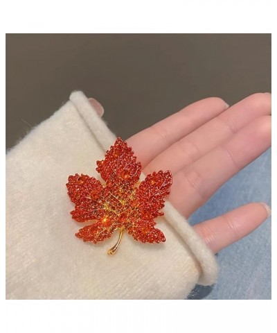 Maple Leaf Brooches and Pins for Women Fashion Crystal Leaf Brooch Orange Brooch Fall Pins for Christmas Jewelry Gifts Leaf $...