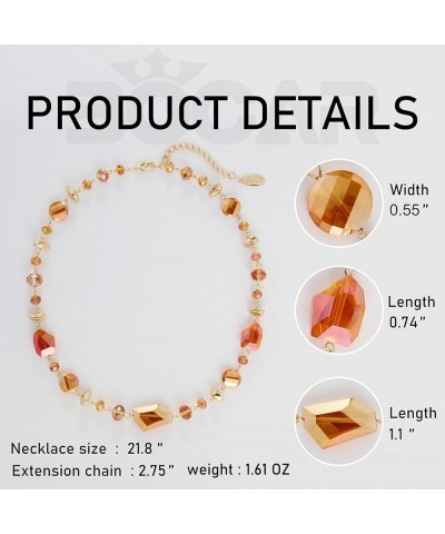 Crystal Beaded Collar Necklace for Women Fashion Handmade Bib Costume Jewelry Gift Piquant Green+Burnt Orange $9.46 Necklaces