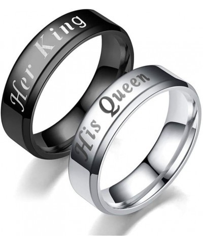 Her King Black or His Queen Stainless Steel Matching Wedding Band Ring Male-King Black $10.39 Bracelets