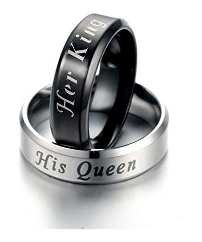 Her King Black or His Queen Stainless Steel Matching Wedding Band Ring Male-King Black $10.39 Bracelets