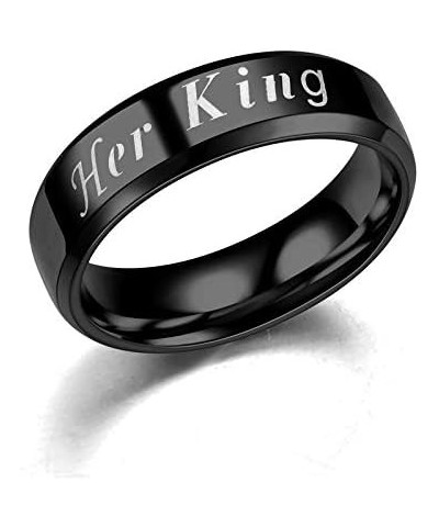 Her King Black or His Queen Stainless Steel Matching Wedding Band Ring Male-King Black $10.39 Bracelets