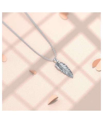 Diamond Feather Necklace for Women 925 Sterling Silver Feather Pendant Necklace Diamond Jewelry Gifts for Women Girls Wife Gi...