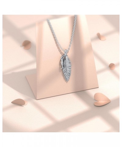 Diamond Feather Necklace for Women 925 Sterling Silver Feather Pendant Necklace Diamond Jewelry Gifts for Women Girls Wife Gi...