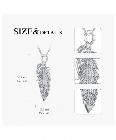 Diamond Feather Necklace for Women 925 Sterling Silver Feather Pendant Necklace Diamond Jewelry Gifts for Women Girls Wife Gi...