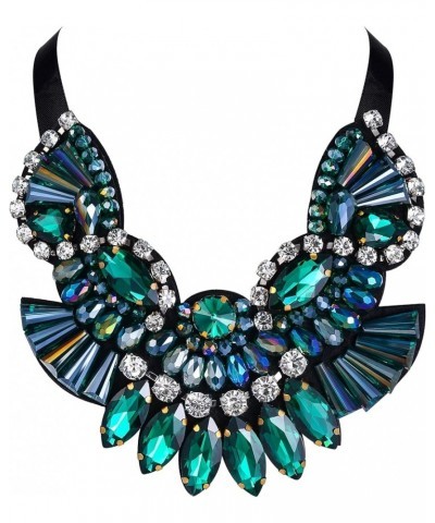 Chunky Statement Collar Necklace, Rhinestone Crystal Vintage Costume Necklace for Women Girls Green $15.64 Necklaces