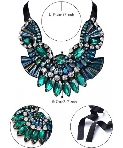 Chunky Statement Collar Necklace, Rhinestone Crystal Vintage Costume Necklace for Women Girls Green $15.64 Necklaces