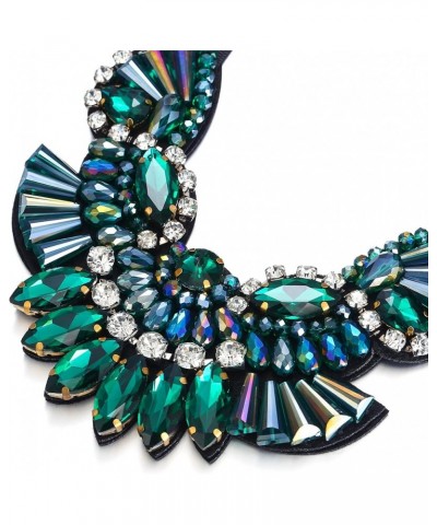 Chunky Statement Collar Necklace, Rhinestone Crystal Vintage Costume Necklace for Women Girls Green $15.64 Necklaces