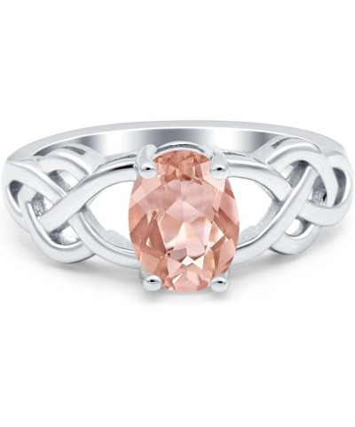 Oval Solitaire Celtic Wedding Engagement Ring Vintage Simulated Cubic Zirconia 925 Sterling Silver Simulated Morganite CZ $14...