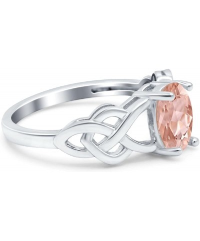 Oval Solitaire Celtic Wedding Engagement Ring Vintage Simulated Cubic Zirconia 925 Sterling Silver Simulated Morganite CZ $14...