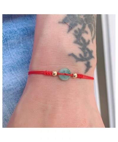 Genuine Jade Bracelet Jade Donut Bracelet Red String Good Luck Bracelet Christmas Gift for Sister New Year Original Design fo...