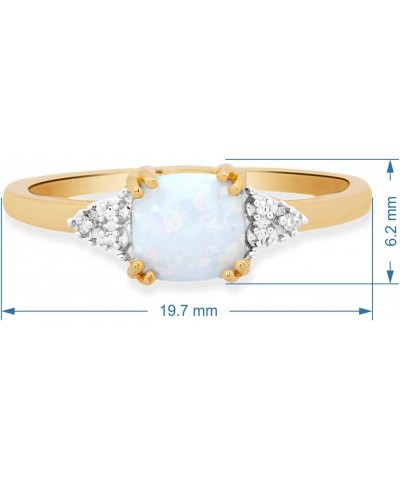 October Birthstone Ring in 10K Yellow Gold with Cushion Cut Created Opal and Natural White Round Diamond Accent, Size 8 $59.2...