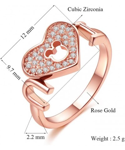 Women's Mickey Heart Shape Rings Rose Gold Silver Plated Cubic Zirconia Mouse Ring For Women Girl Party Jewelry Band Color 3 ...