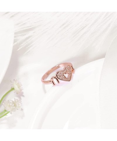 Women's Mickey Heart Shape Rings Rose Gold Silver Plated Cubic Zirconia Mouse Ring For Women Girl Party Jewelry Band Color 3 ...