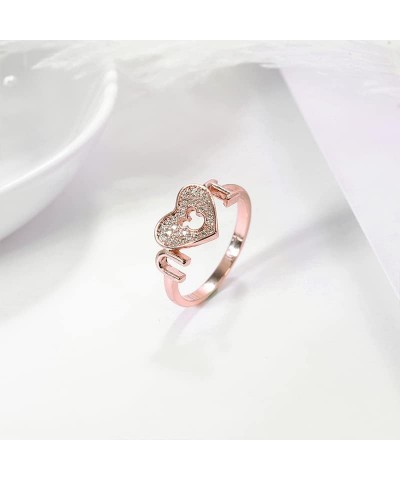 Women's Mickey Heart Shape Rings Rose Gold Silver Plated Cubic Zirconia Mouse Ring For Women Girl Party Jewelry Band Color 3 ...