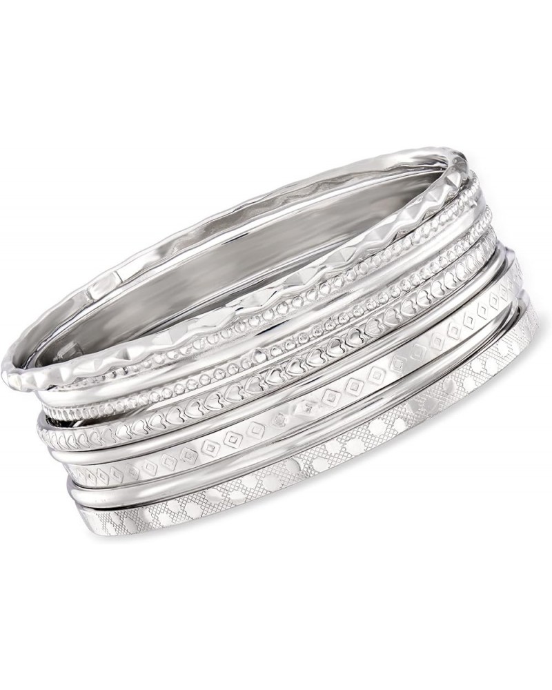 Italian Sterling Silver Jewelry Set: 7 Assorted Texture Bangle Bracelets 8.5 Inches $144.40 Bracelets