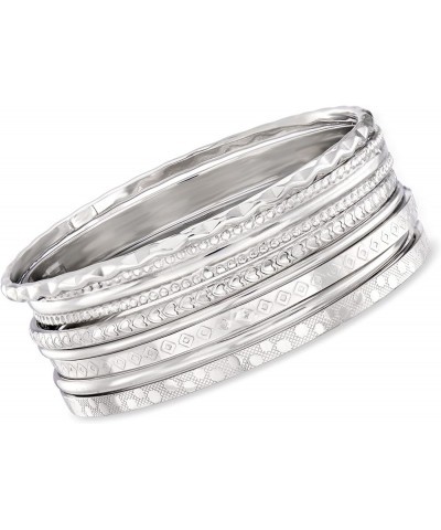 Italian Sterling Silver Jewelry Set: 7 Assorted Texture Bangle Bracelets 8.5 Inches $144.40 Bracelets