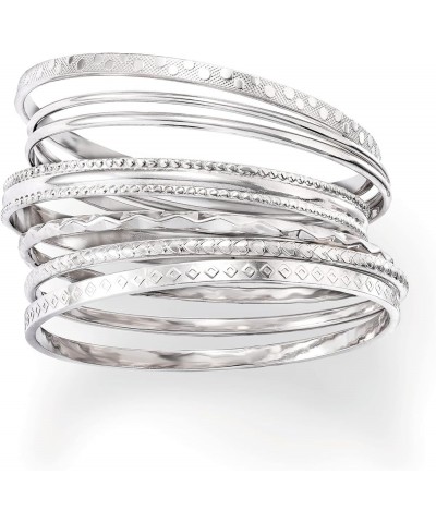 Italian Sterling Silver Jewelry Set: 7 Assorted Texture Bangle Bracelets 8.5 Inches $144.40 Bracelets