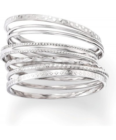 Italian Sterling Silver Jewelry Set: 7 Assorted Texture Bangle Bracelets 8.5 Inches $144.40 Bracelets