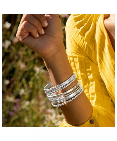 Italian Sterling Silver Jewelry Set: 7 Assorted Texture Bangle Bracelets 8.5 Inches $144.40 Bracelets