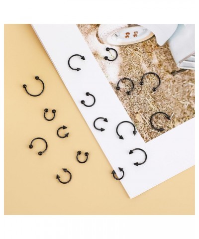 32Pcs 16G Variety of Sizes Horseshoe Rings Surgical Steel Nose Septum Horseshoe Hoop Earring Eyebrow Earring Hoop Lip Horsesh...