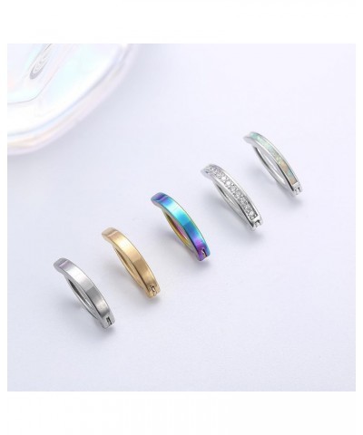 14G Clicker Belly Button Rings Surgical Steel Opal Belly Rings for Women Cute Small Hoop Belly Button Rings Simple Reverse Na...