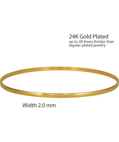 Smooth Bangle Bracelets 24k Real Gold Plated for Women and Teen 2mm 2.25 $9.79 Bracelets