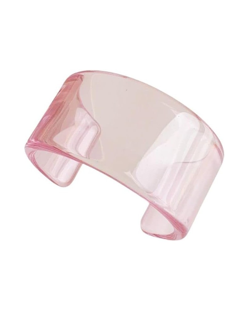 Acrylic Open Cuff Bangle Colorful Simple Geometric Transparent Resin Bracelet Jewelry Pink $6.71 Bracelets