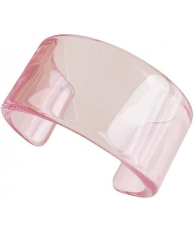 Acrylic Open Cuff Bangle Colorful Simple Geometric Transparent Resin Bracelet Jewelry Pink $6.71 Bracelets