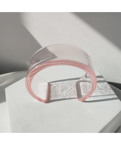 Acrylic Open Cuff Bangle Colorful Simple Geometric Transparent Resin Bracelet Jewelry Pink $6.71 Bracelets