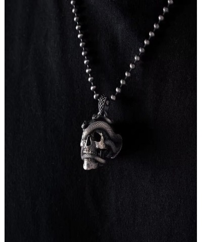 Skull Snake Pendant Necklace for Men Women | Halloween Gothic Charm Jewelry Gift(Chain not included) Oxidized Silver $40.46 N...