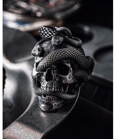 Skull Snake Pendant Necklace for Men Women | Halloween Gothic Charm Jewelry Gift(Chain not included) Oxidized Silver $40.46 N...