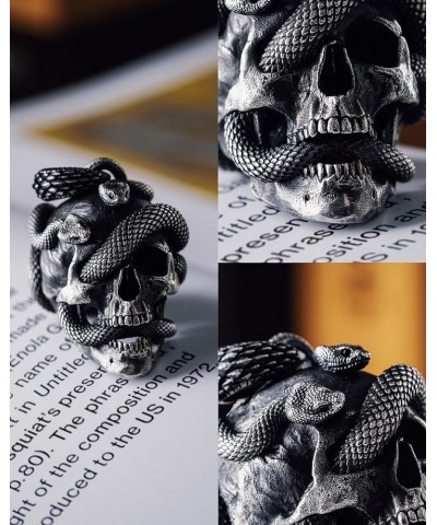 Skull Snake Pendant Necklace for Men Women | Halloween Gothic Charm Jewelry Gift(Chain not included) Oxidized Silver $40.46 N...