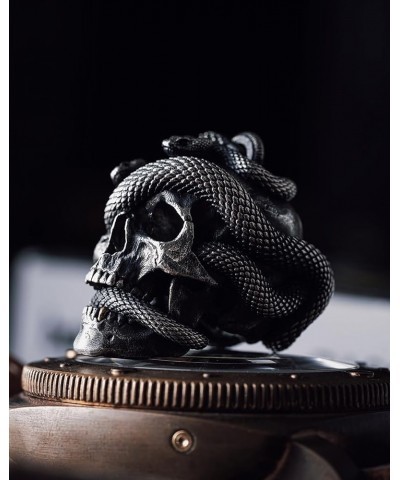 Skull Snake Pendant Necklace for Men Women | Halloween Gothic Charm Jewelry Gift(Chain not included) Oxidized Silver $40.46 N...