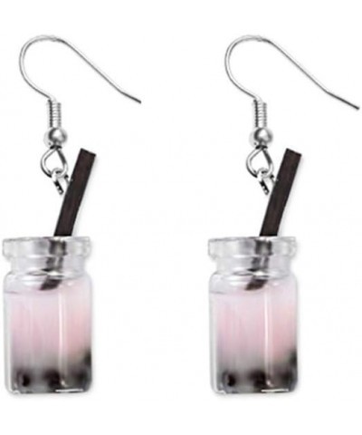 Funny Pearl Milk Tea Cup Dangle Drop Earrings Gift Party Jewelry pink $6.00 Earrings