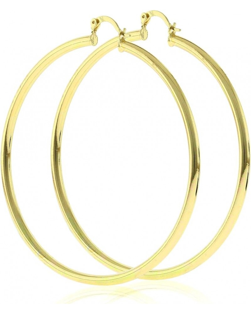 Women's Trendy Extra Large Extra Extra Large 40-100mm Real 14k Gold Layered Round BIG Hoop Yellow Gold Tone Earrings Click To...