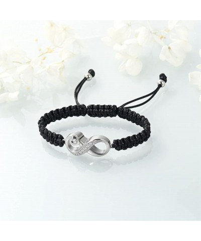 Infinity Heart Cremation Urn Bracelet for Ashes Jewelry for Women Girls Cremation Link Memorial Bracelet Rope-Silver $11.59 O...