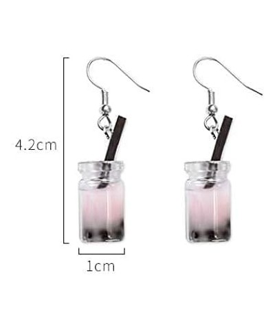 Funny Pearl Milk Tea Cup Dangle Drop Earrings Gift Party Jewelry pink $6.00 Earrings