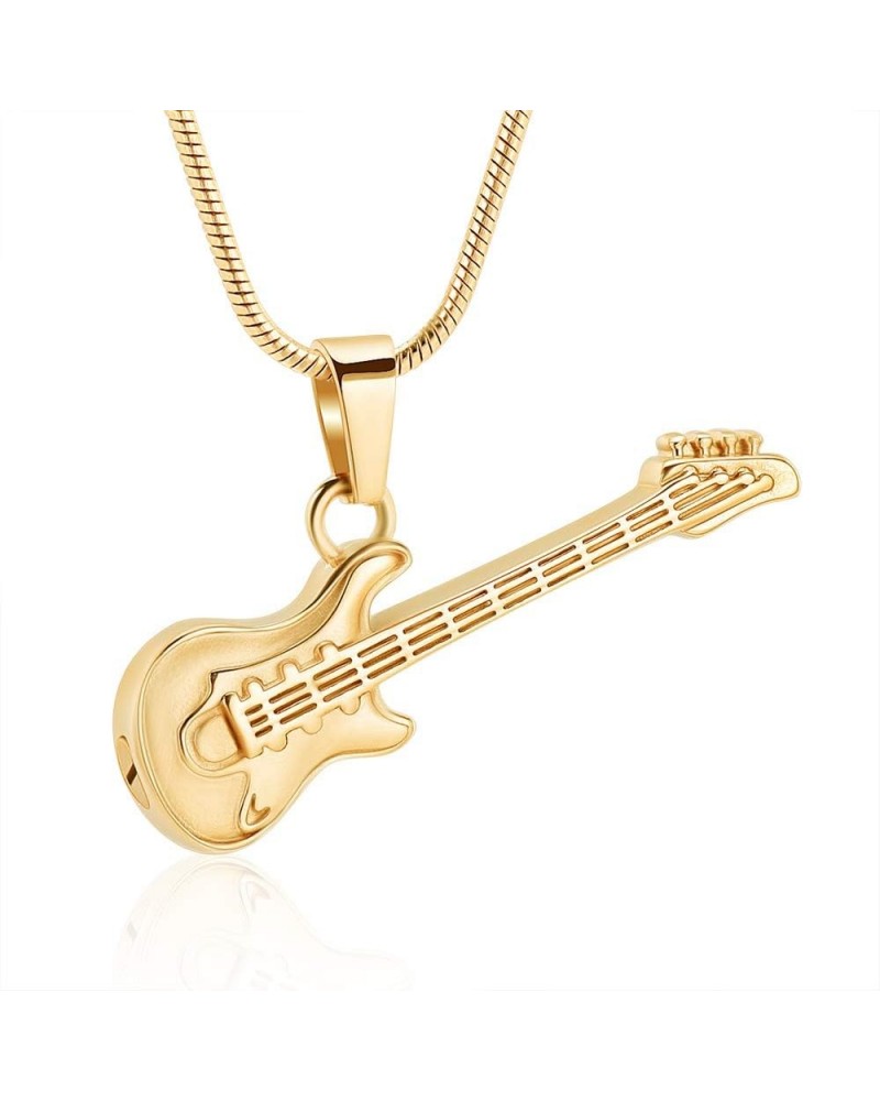 Musical Instrument Cremation Necklace for Women&Men Guitar Urn Necklace for Ashes Gold $11.72 Necklaces