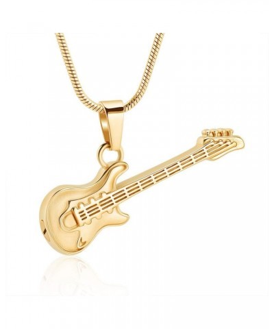 Musical Instrument Cremation Necklace for Women&Men Guitar Urn Necklace for Ashes Gold $11.72 Necklaces