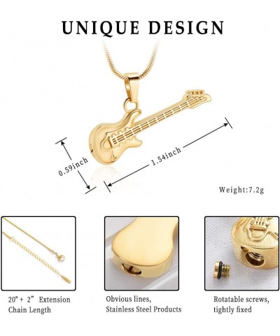 Musical Instrument Cremation Necklace for Women&Men Guitar Urn Necklace for Ashes Gold $11.72 Necklaces