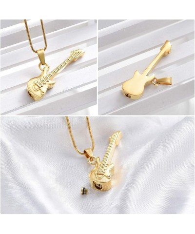 Musical Instrument Cremation Necklace for Women&Men Guitar Urn Necklace for Ashes Gold $11.72 Necklaces