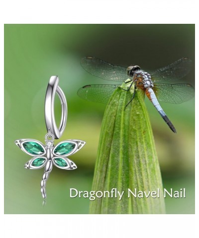 Dragonfly/Evil Eye/Butterfly/Daisy Belly Button Ring Sterling Silver 14G Dangle Navel Barbell Body Piercing Jewelry For Women...