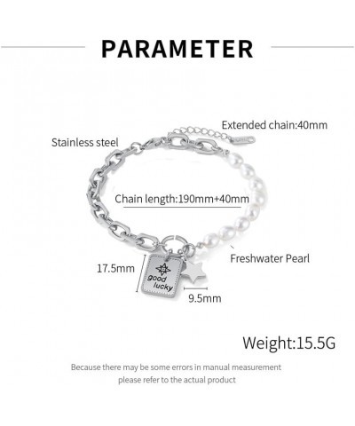 Bracelet for Women Dainty Pearl Bracelets Pearl Bracelets Charm Stainless Steel Bracelets silver $14.68 Bracelets