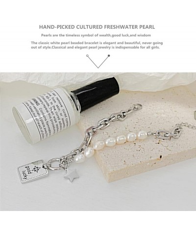 Bracelet for Women Dainty Pearl Bracelets Pearl Bracelets Charm Stainless Steel Bracelets silver $14.68 Bracelets